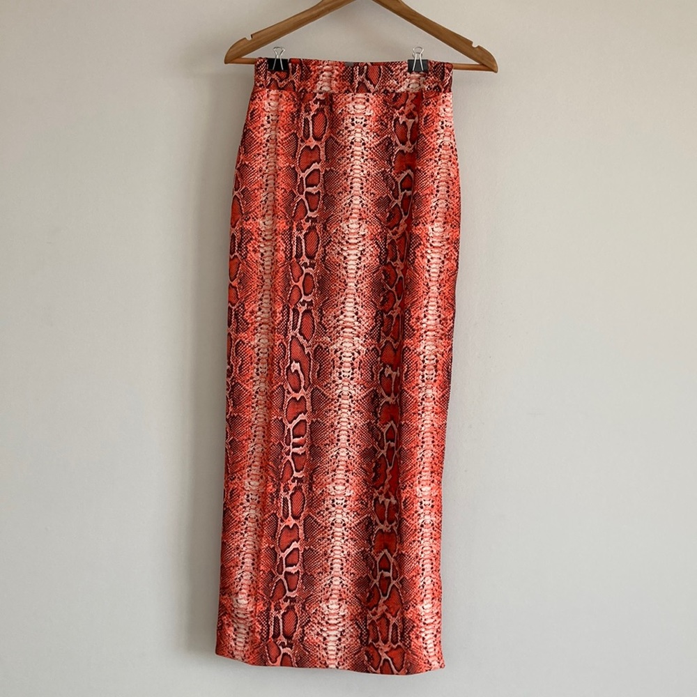 NWT ASOS Curve Orange Snake Print Side Slit Maxi Skirt- Size 6